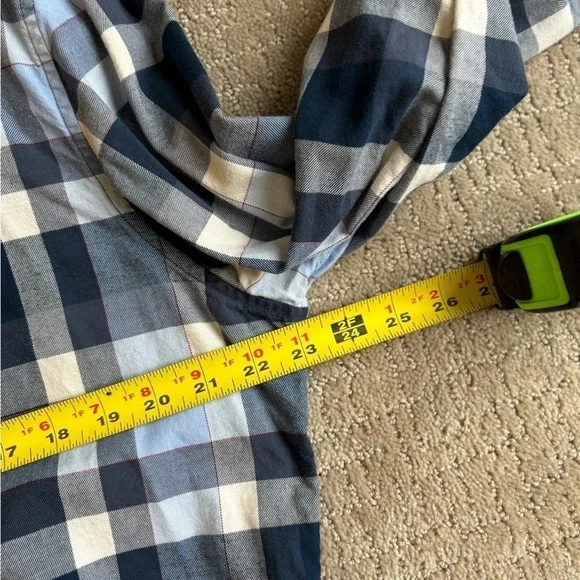 Banana Republic Luxe Flannel Grant Fit Navy/Blue/White w/ Red Stripe Men's XL - Picture 8 of 10